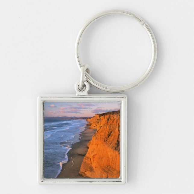 USA, California, Cliffs At Pescadero State Beach Keychain (Front)