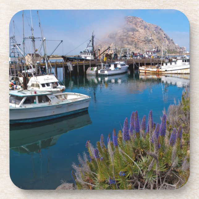 USA, California. Docked Boats At Morro Bay Beverage Coaster (Front)