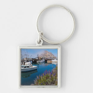 USA, California. Docked Boats At Morro Bay Keychain