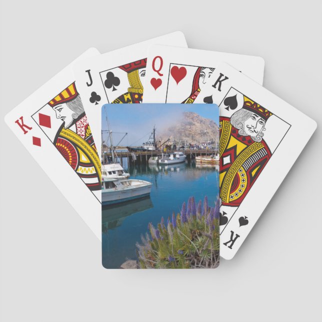 USA, California. Docked Boats At Morro Bay Poker Cards (Back)