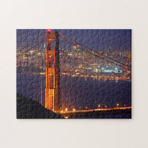 USA, California. Golden Gate Bridge At Night Jigsaw Puzzle