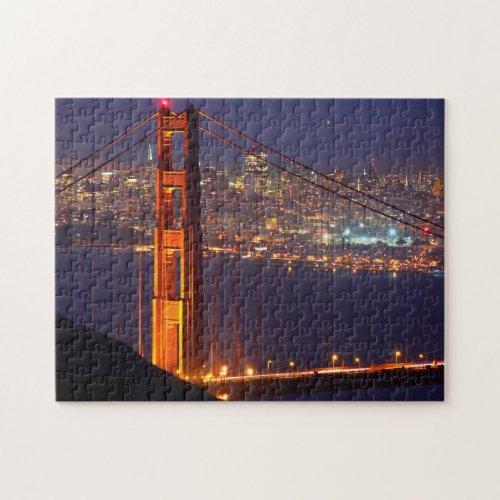 USA California Golden Gate Bridge At Night Jigsaw Puzzle