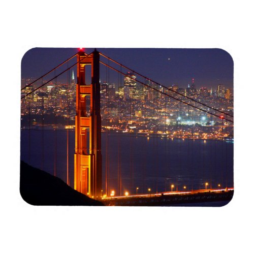 USA California Golden Gate Bridge At Night Magnet