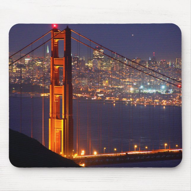 USA, California. Golden Gate Bridge At Night Mouse Pad (Front)
