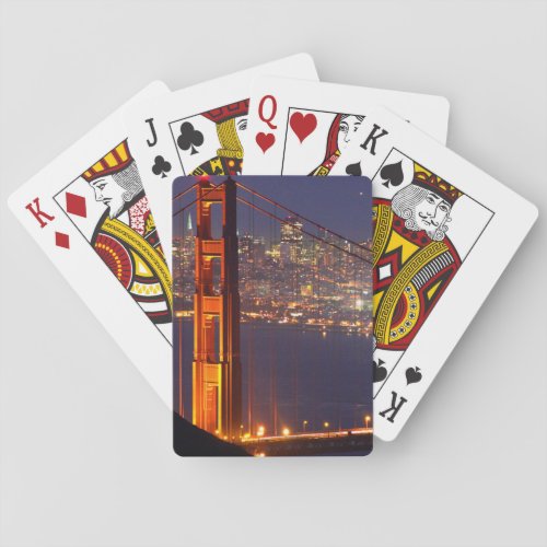 USA California Golden Gate Bridge At Night Playing Cards