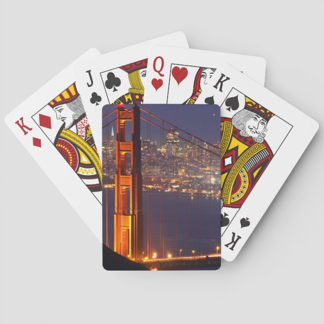 USA, California. Golden Gate Bridge At Night Poker Cards (Back)