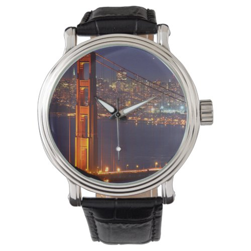USA California Golden Gate Bridge At Night Watch