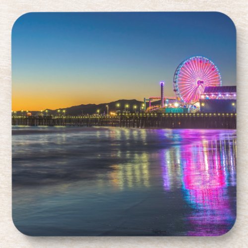 USA California Los Angeles Santa Monica Pier Drink Coaster