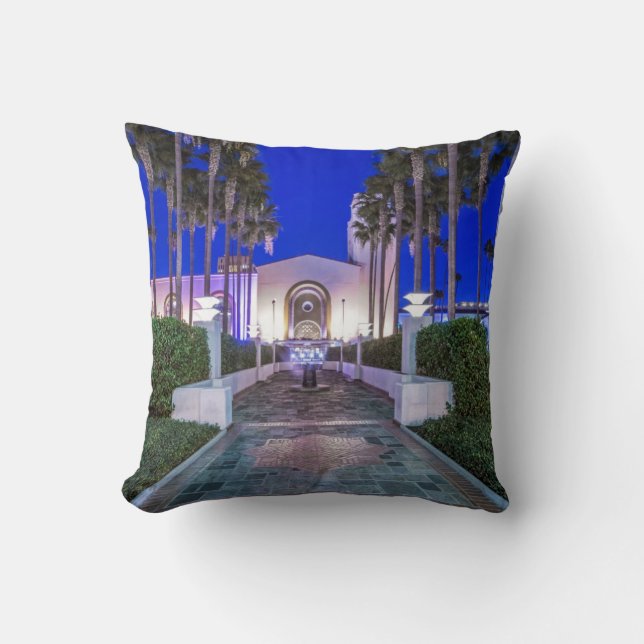 USA, California, Los Angeles, Union Station Throw Pillow (Front)