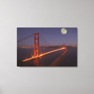 USA, California, Marin. Moonrise above the Canvas Print