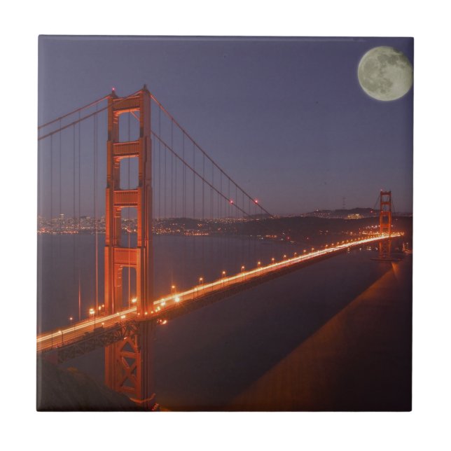 USA, California, Marin. Moonrise above the Tile (Front)