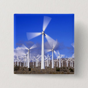 USA, California, Mojave. View of a wind turbine Pinback Button