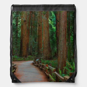 USA, California. Path Among Redwoods In Muir Drawstring Bag