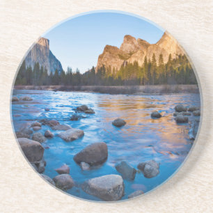 USA, California. Rocky Reflections In Merced Coaster
