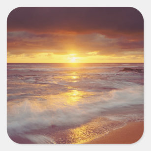 USA, California, San Diego. Sunset Cliffs beach Square Sticker