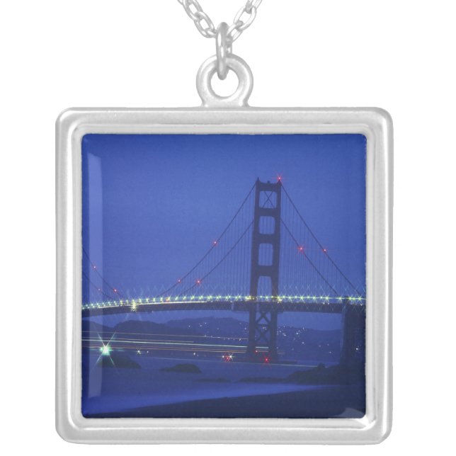USA, California, San Francisco. Golden Gate 2 Silver Plated Necklace (Front)