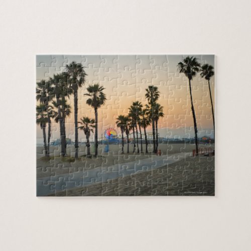 USA California Santa Monica Pier at sunset Jigsaw Puzzle