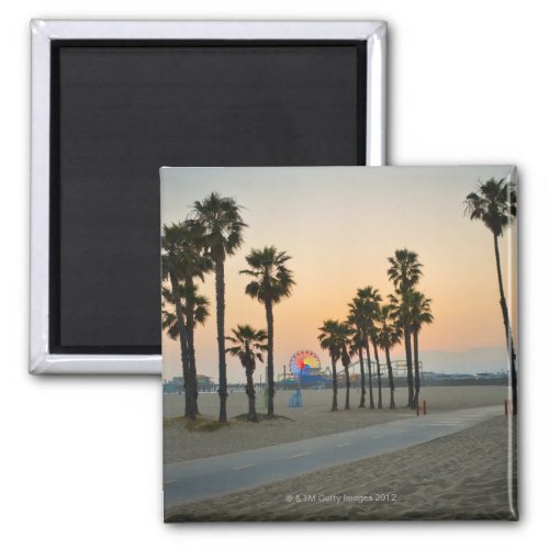 USA California Santa Monica Pier at sunset Magnet