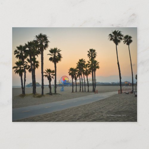 USA California Santa Monica Pier at sunset Postcard