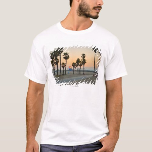 USA California Santa Monica Pier at sunset T_Shirt