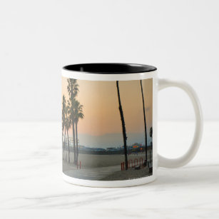 USA, California, Santa Monica Pier at sunset Two-Tone Coffee Mug