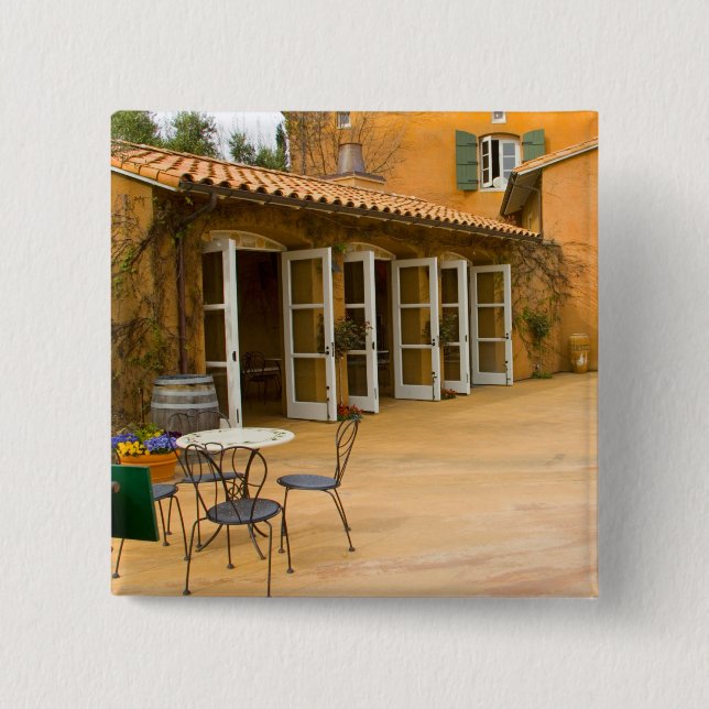USA, California, Sonoma Valley, Patio at Viansa Pinback Button (Front)