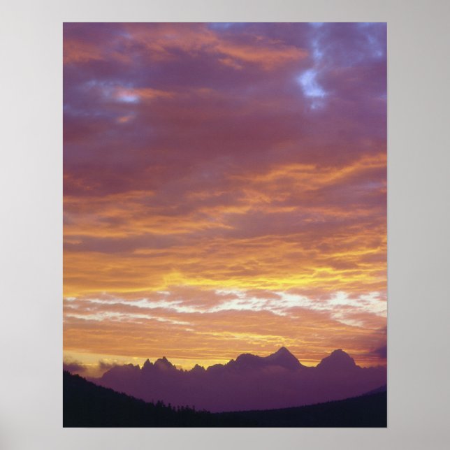 USA, California, Sunset over the Sierra Nevada Poster (Front)