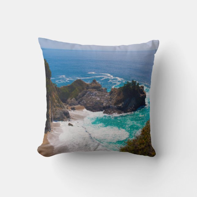 USA, California. View Of Mcway Falls Throw Pillow (Front)