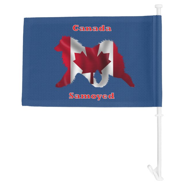 USA & Canada Dual Citizenship  Samoyed Car Flag   (Back)