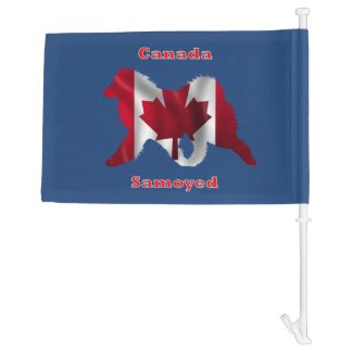 USA & Canada Dual Citizenship  Samoyed Car Flag