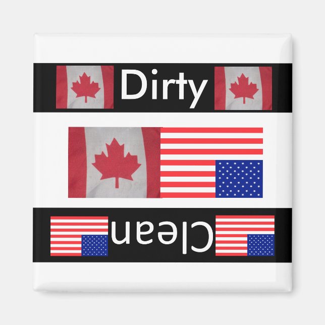 USA Canada flag dirty clean dishwasher magnet (Front)