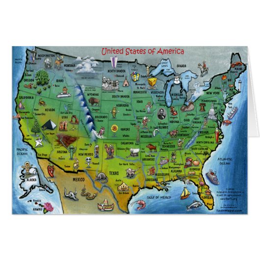 USA Cartoon Map Cards (Front Horizontal)