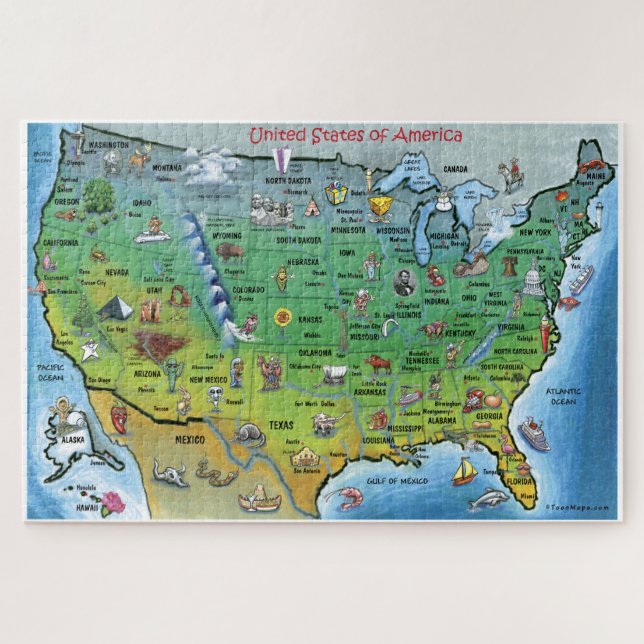 USA Cartoon Map Jigsaw Puzzle (Horizontal)