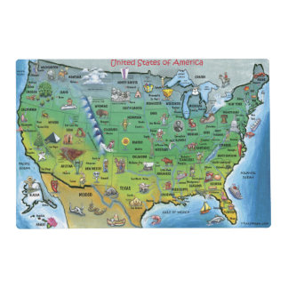 USA Cartoon Map Placemat