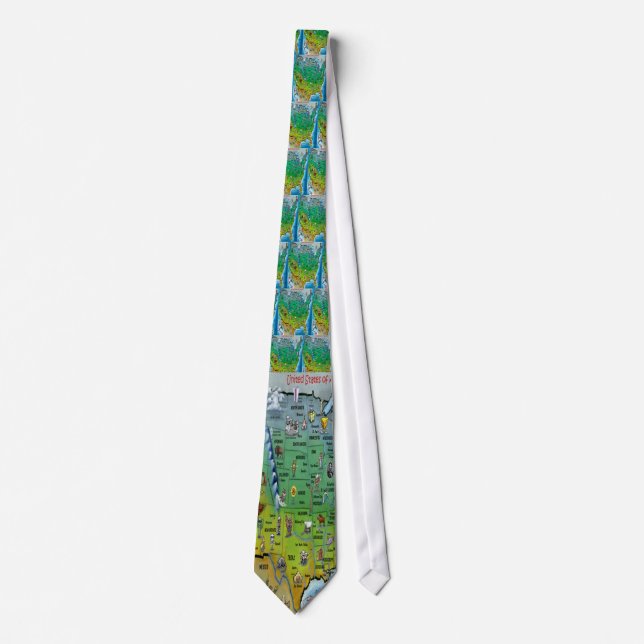 USA Cartoon Map Tie (Front)