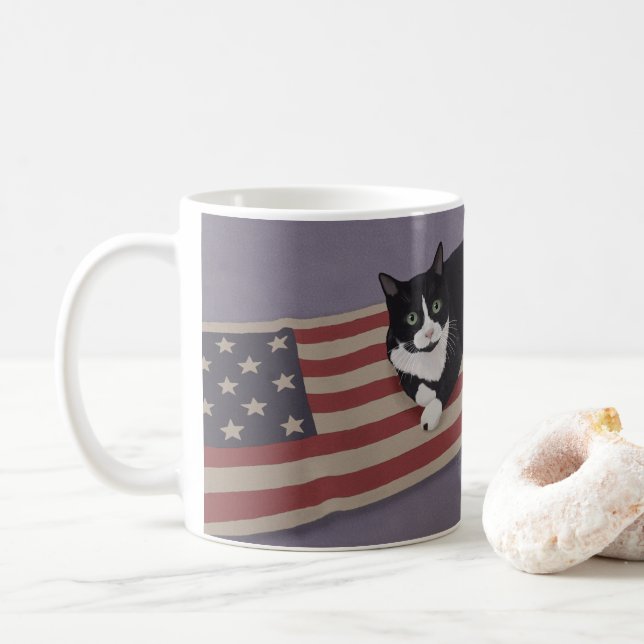 USA Cat Coffee Mug (With Donut)