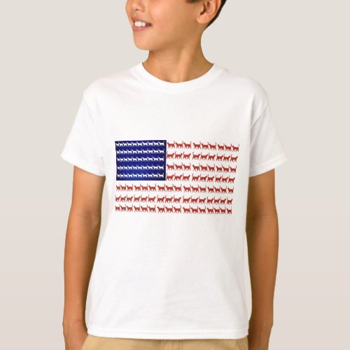 USA cat flag 4th of July red white blue patriotic  T_Shirt