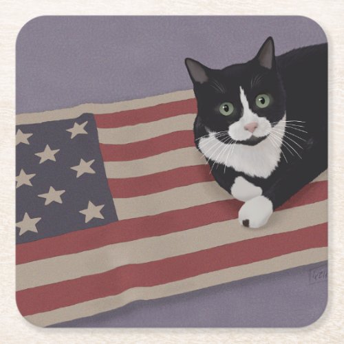 USA Cat  Square Paper Coaster