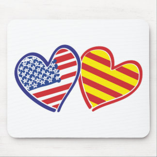 USA Catalonia Love Hearts Mouse Pad