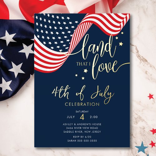 USA Celebration 4th of July Party Foil Invitation