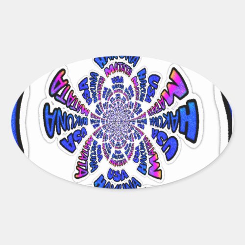 USA Celebration Lovely Fun Text Art Dynamic Vibes Oval Sticker