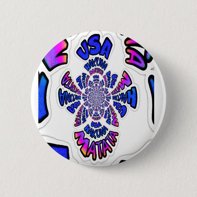 USA Celebration: Lovely Fun Text Dynamic Art Button (Front)