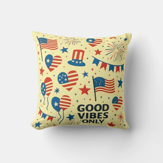 USA Celebration Pattern Throw Pillow (Front)