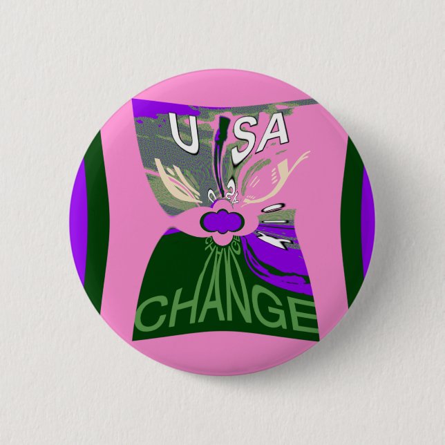 USA Change Art Print Pinback Button (Front)