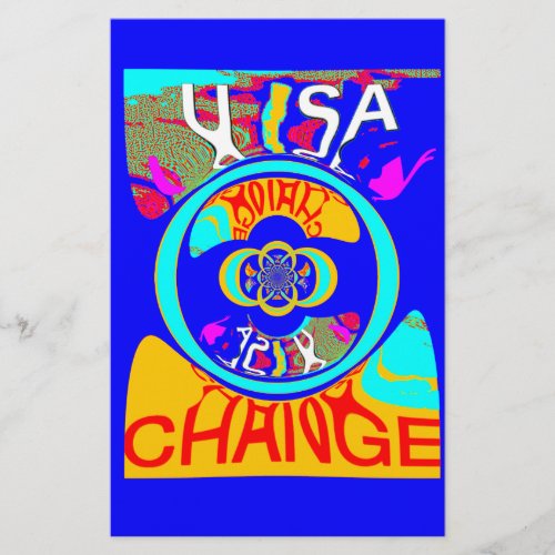 Usa Change Beautiful Amazing Text Quote Design Stationery