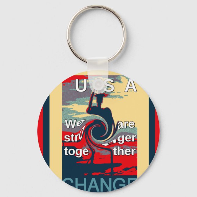 USA Change: Stronger Together Unity Design Keychain (Front)
