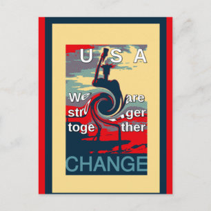 USA Change: Stronger Together Unity Design Postcard
