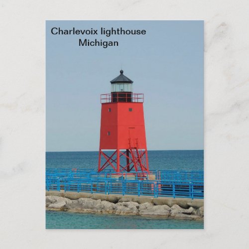 USA Charlevoix lighthouse Michigan Postcard