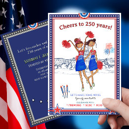 USA Cheerleader US 250th Anniversary Fun Patriotic Invitation
