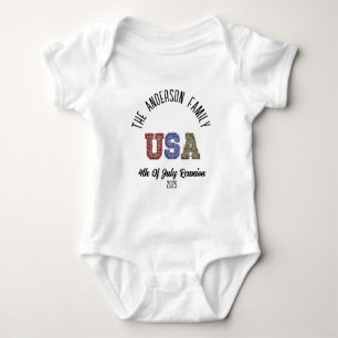 USA Cheetah Print Personalized Reunion Name Baby Bodysuit